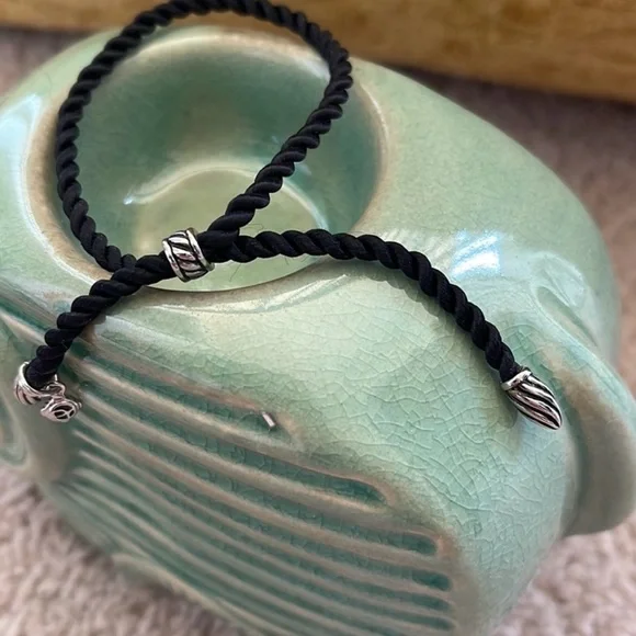 Authentic David Yurman Rob Adjustable Black Silver Bracelet Jewelry NWOT - Picture 2 of 5